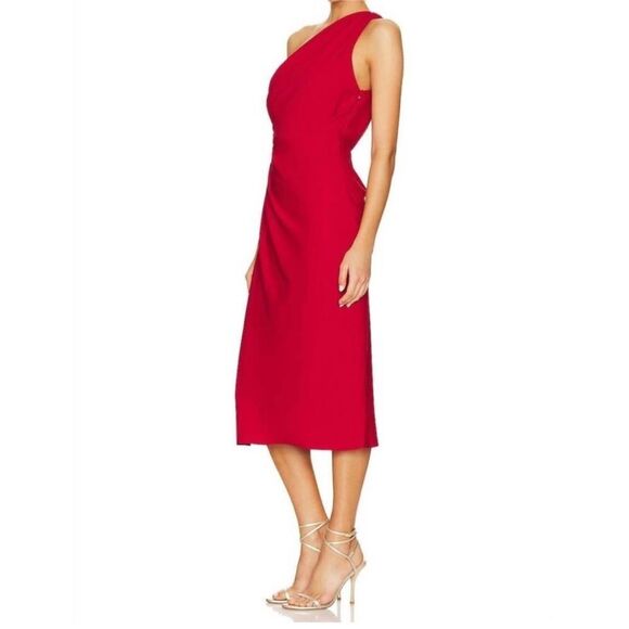 NWT Line and Dot midi mia dress XS cocktail one shoulder side slit - Picture 3 of 6